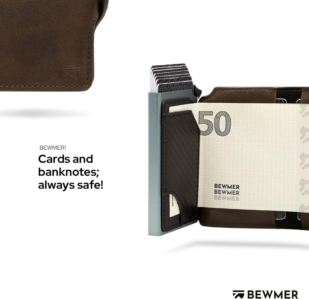 BEWMER 1 Geschütztes Kartenetui | Slim Wallet für Männer und Frauen | Kartenhalter mit RFID-Schutz u