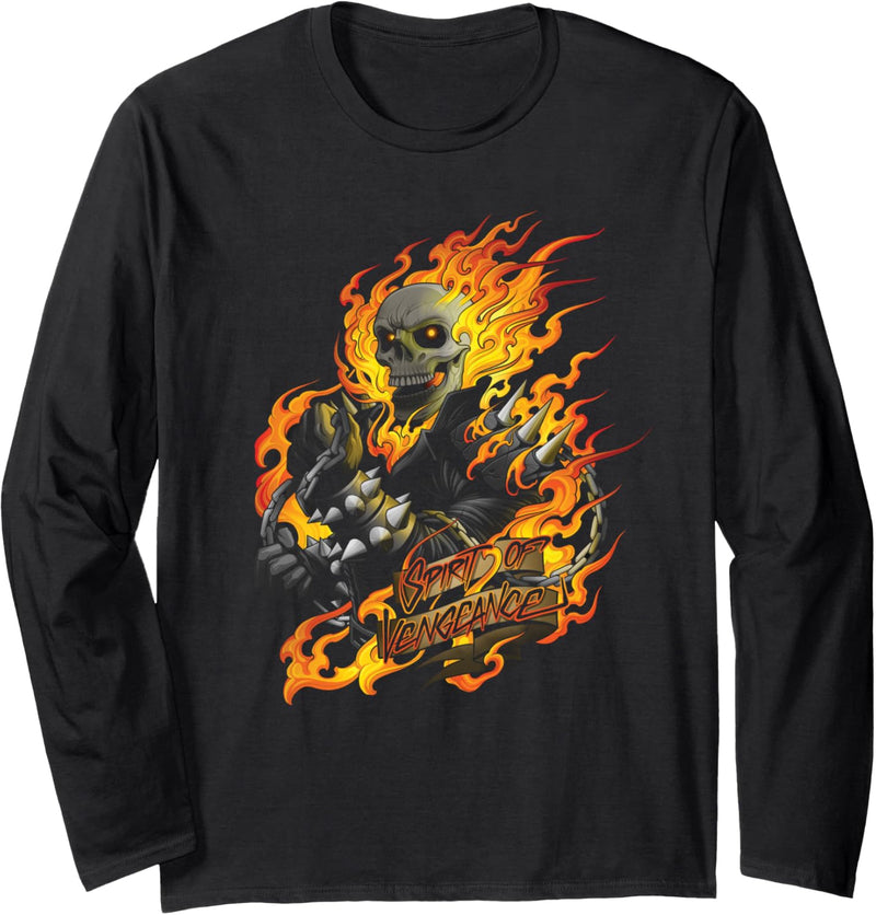 Marvel Ghost Rider Spirit of Vengeance Flaming Skull Langarmshirt