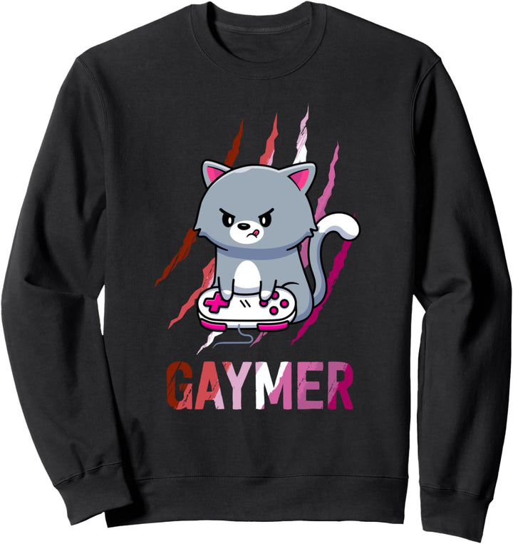 Lesbian Gaymer Geek Pride LGBT Video Game Lovers Gift Cat Sweatshirt