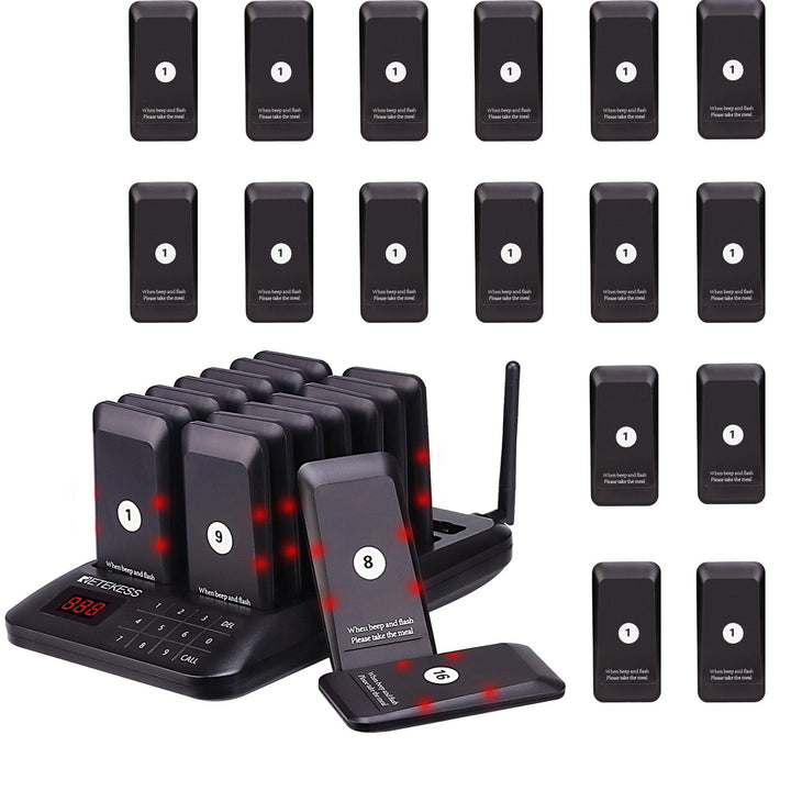 Retekess TD157 Pager Rufsystem, 32 Pager, 300mAh Batterie, 1-99s Rufdauer, Play and Play, einfach zu