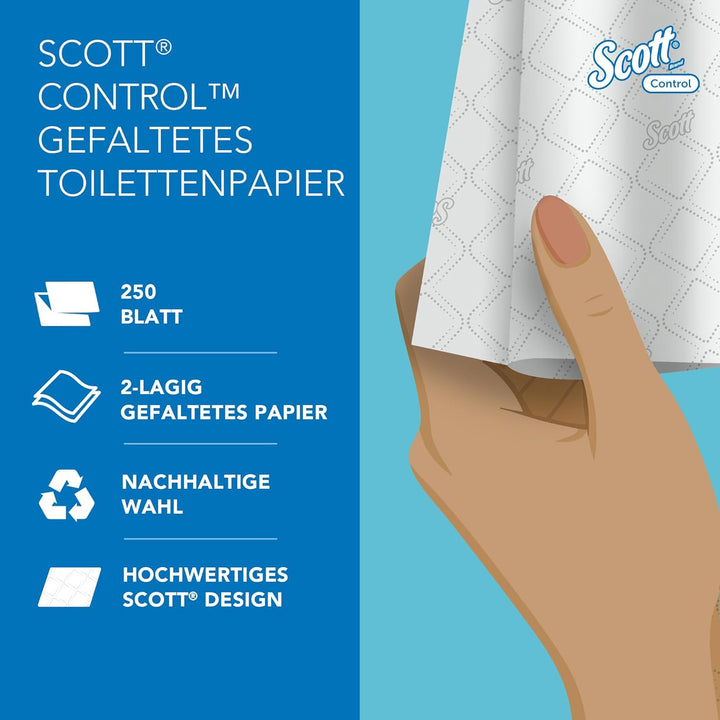 Scott Control Einzelblatt-Toilettenpapier 8508 – 2-lagiges Toilettenpapier – 36 Packungen x 250 Blat