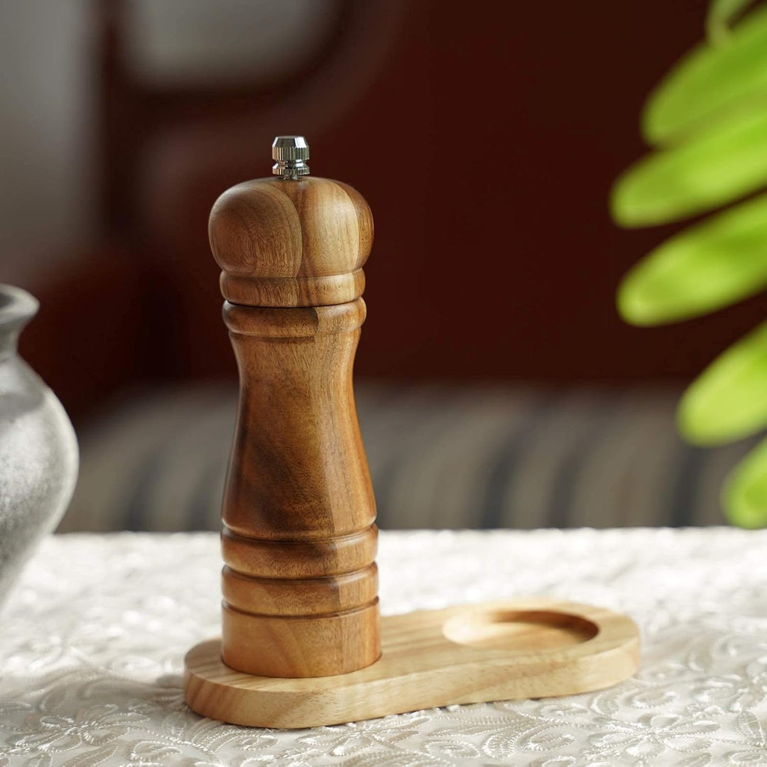 DeroTeno Pfeffermühle aus Akazienholz mit Keramikmahlwerk, H 16,5 cm 1 Stück-16,5cm, 1 Stück-16,5cm