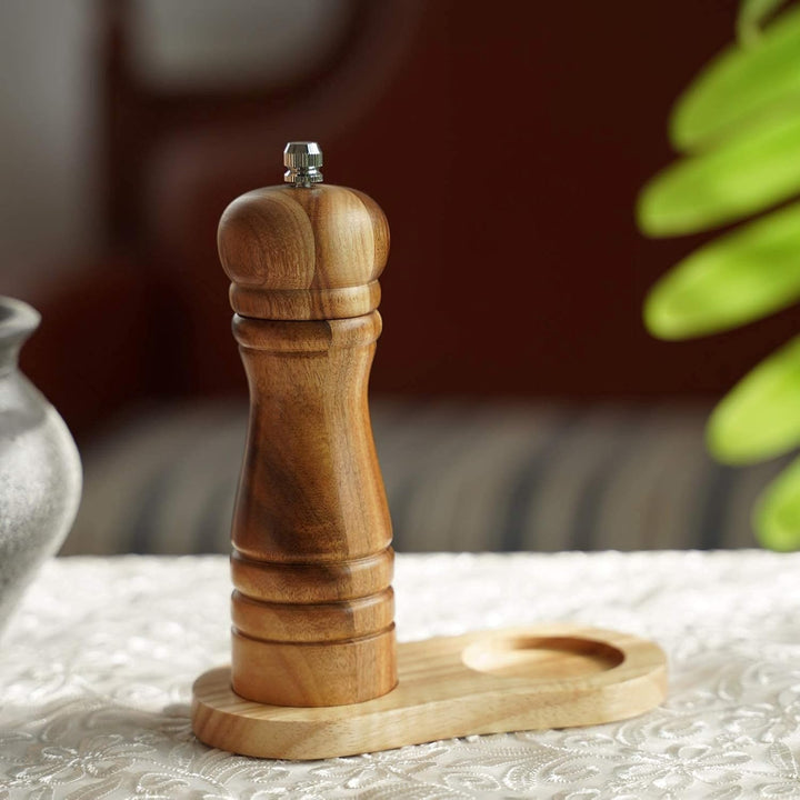 DeroTeno Pfeffermühle aus Akazienholz mit Keramikmahlwerk, H 16,5 cm 1 Stück-16,5cm, 1 Stück-16,5cm