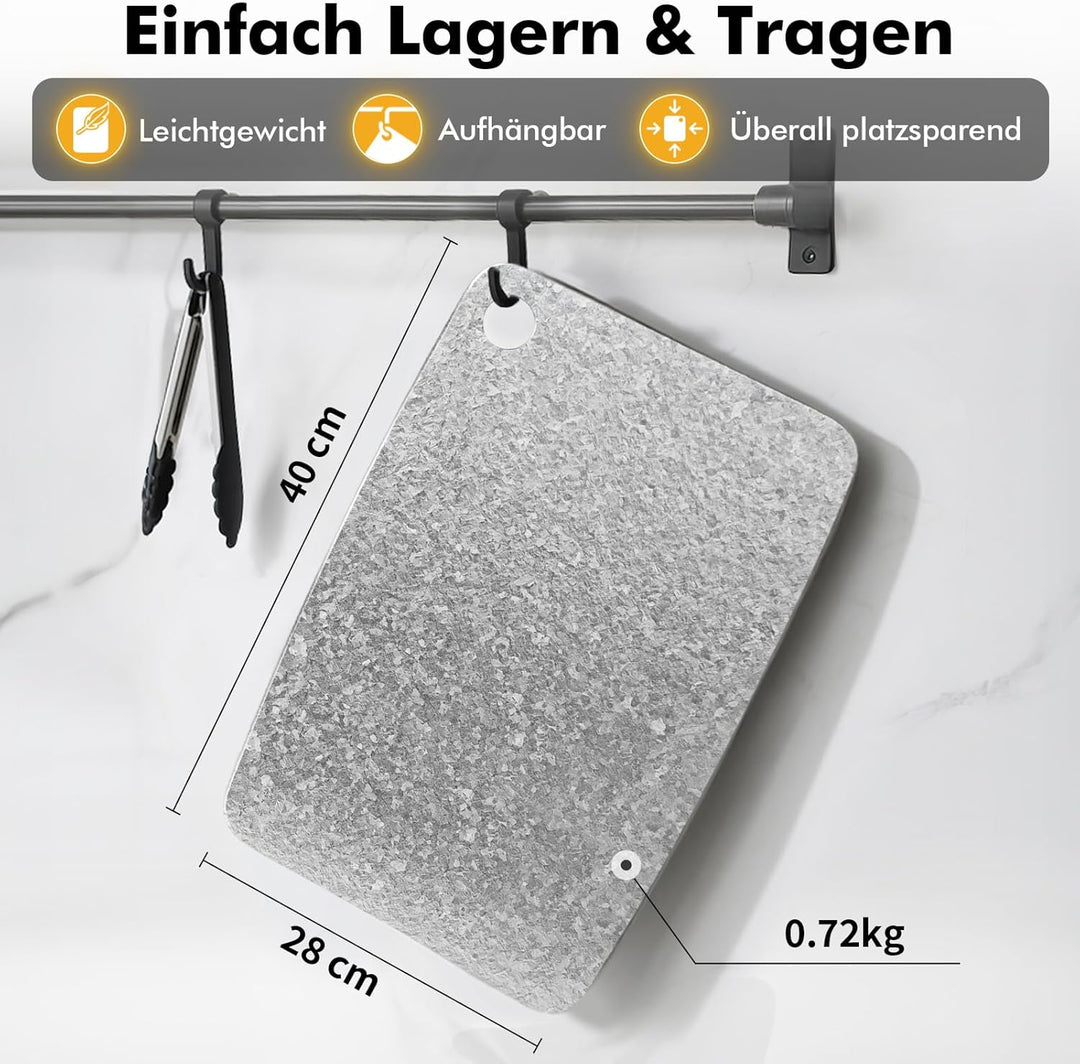 Titan Schneidebrett, Schneidebretter aus 100% Titanium, Antibakterielle Küchenbrett - EPA-Zertifizie