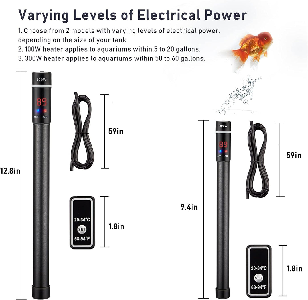 Inkbird Aquarium Heizung 100W, INKBIRDPLUS Heizstab IP68 Regelheizer für Süsswasser Fischtanks