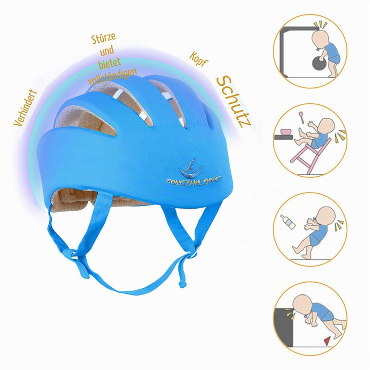 IULONEE Baby Helm Kleinkind Schutzhut Kopfschutz Baumwolle Hut Verstellbarer Schutzhelm Blau, Blau
