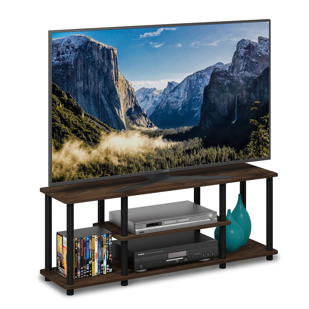 Furinno Entertainment/TV-Regal mit unterschiedlichen Ablageflächen, Columbia Walnut/Schwarz, 29.72 x
