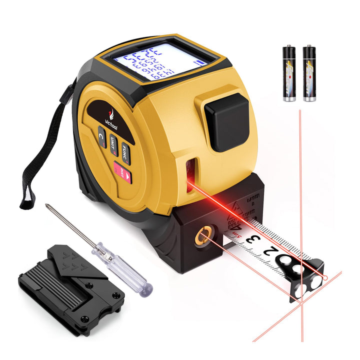 3-in-1 Laser Entfernungsmesser 40 m mit 5 m Massband und Laser-Kreuzmarkierer, Digitaler Abstandsmes