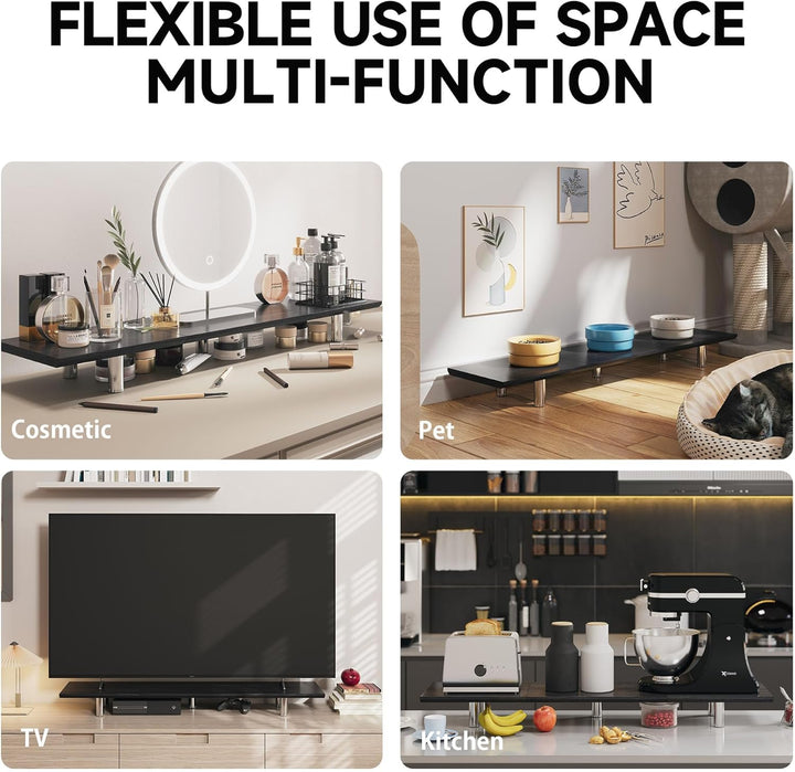 Fenge Grosser Monitorständer 100cm Dual Monitor Stands Riser mit Höhenverstellbarem Bein,Multifunkti