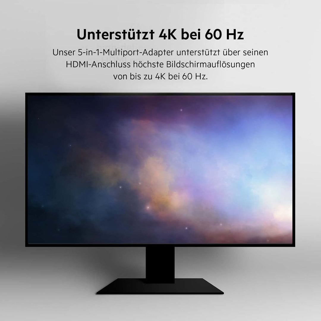 Belkin 5-in-1 Multiport-Hub-Adapter, optimiert für Chromebook mit 4K bei 60 HZ, HDMI-Port, USB-C, 86