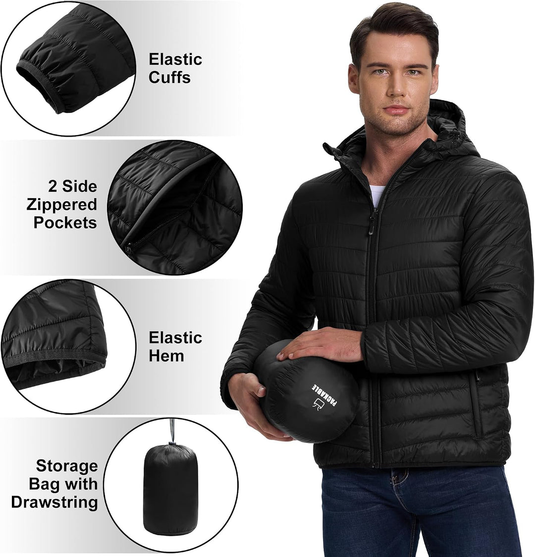 33,000ft Herren Leichte Steppjacke Outdoor Wasserbeständige Übergangsjacke Warme Winterjacke für Män