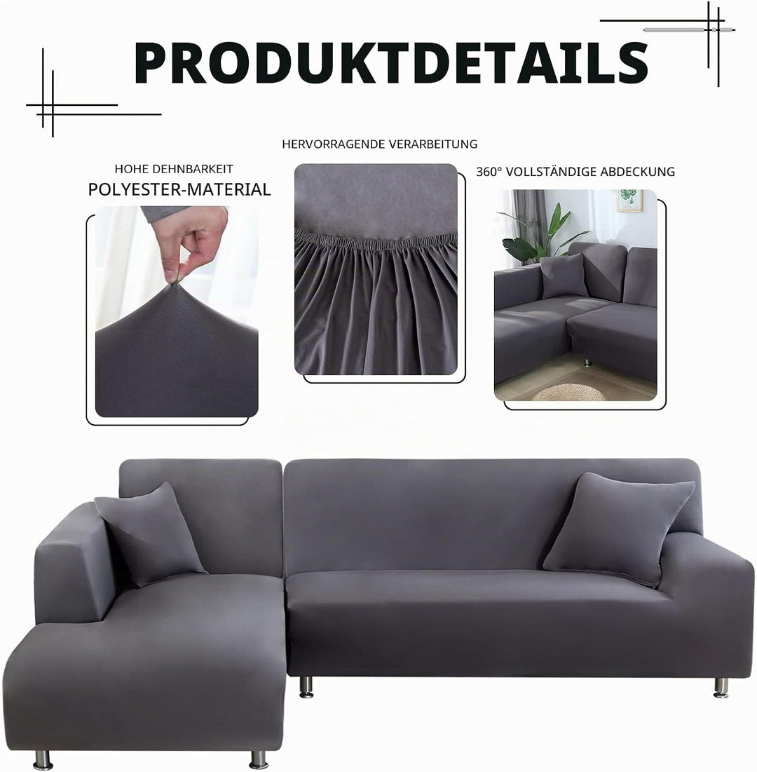 Lydevo Sofabezug Ecksofa L Form Sofa Überwürfe Stretch Sofabezug L Form Rechts oder Links mit Zwei K