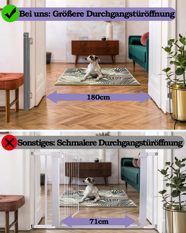 Treppenschutzgitter für Babys, 86 cm hoch, ausziehbar bis 180 cm breit, Kinderschutzgitter für Türen