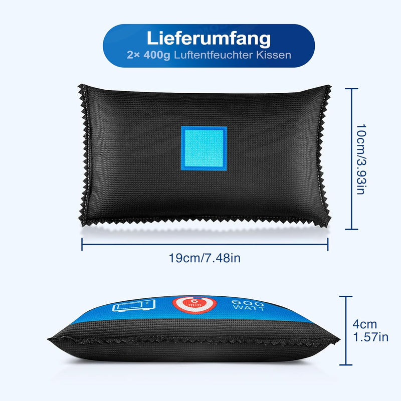 MOSRACY Luftentfeuchter Auto 2x400g, Wiederverwendbarer Auto Entfeuchter Beutel, Gegen Kondenswasser