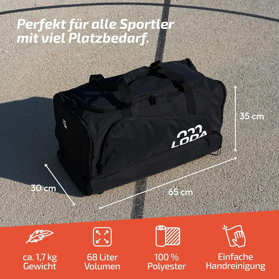 LODA Team (68L) - Sporttasche mit Schuhfach, Nassfach, Rucksackfunktion & Wertsachenfach - Perfekte