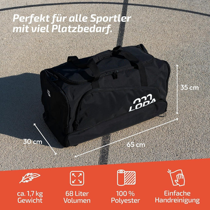LODA Team (68L) - Sporttasche mit Schuhfach, Nassfach, Rucksackfunktion & Wertsachenfach - Perfekte
