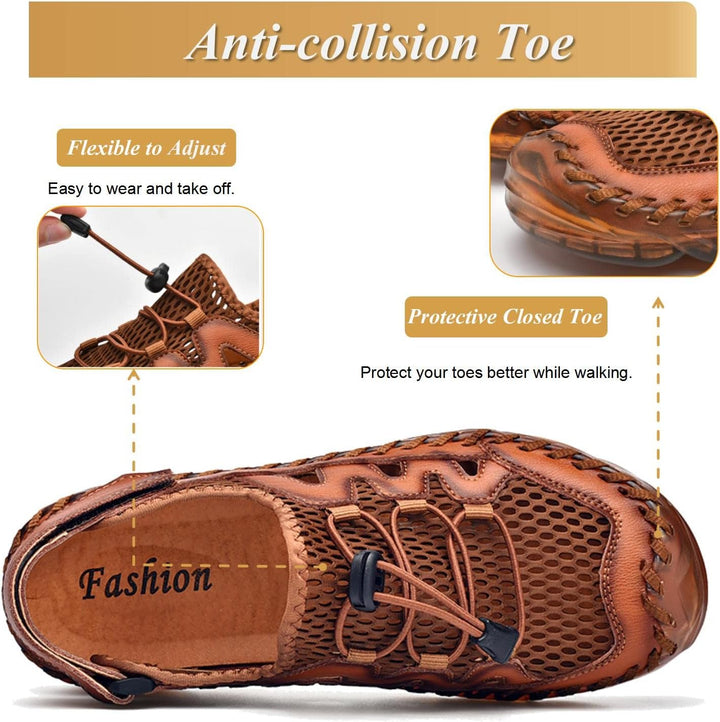 Sandalen Herren Outdoor Trekkingsandalen Leder Strand Wandersandale Sport Sommer Männer Freizeitschu