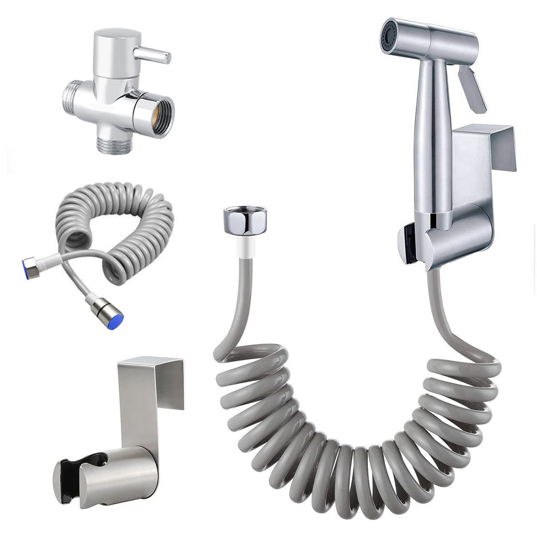 ELINKUME Handheld Bidet Sprayer Kit with G1/2" Double Outlet Valve,Stainless Steel Toilet Sprayers S