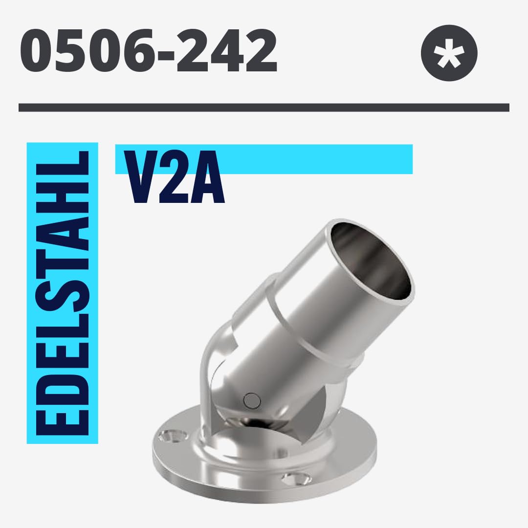 Edelstahl Wandflansch mit Gelenk Ø42,4 mm Steckfitting Geländer Flansch Flexibler Wandanschluss 0 +