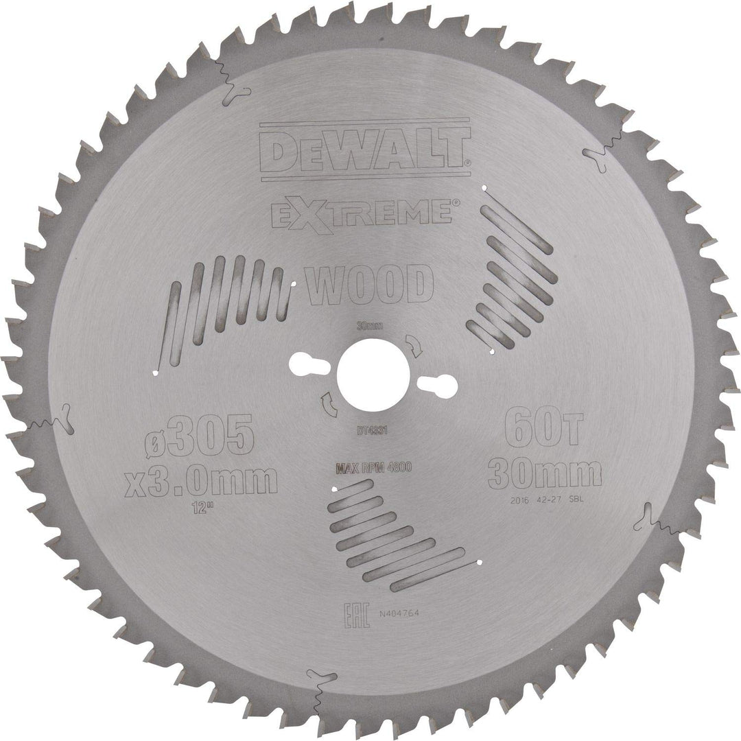 DeWalt Stationärkreissägeblatt / Kreissägeblatt Extreme (305/30mm 60WZ, feine Schnitte und Querschni