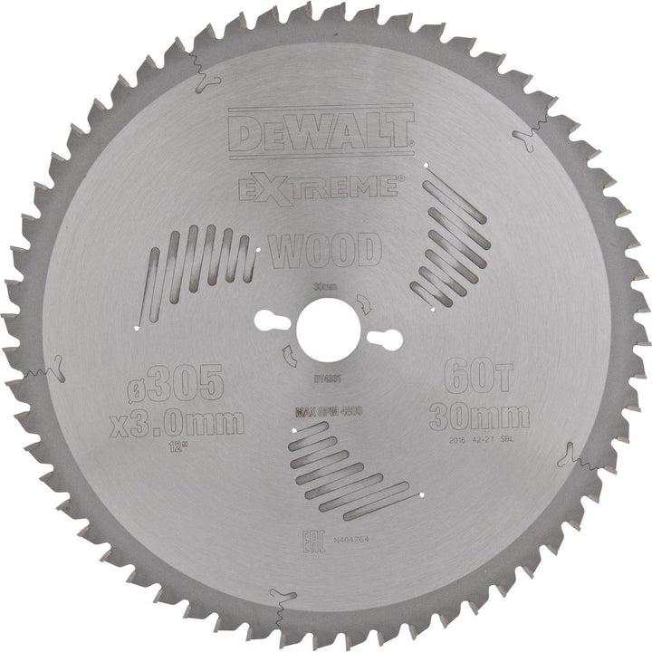 DeWalt Stationärkreissägeblatt / Kreissägeblatt Extreme (305/30mm 60WZ, feine Schnitte und Querschni