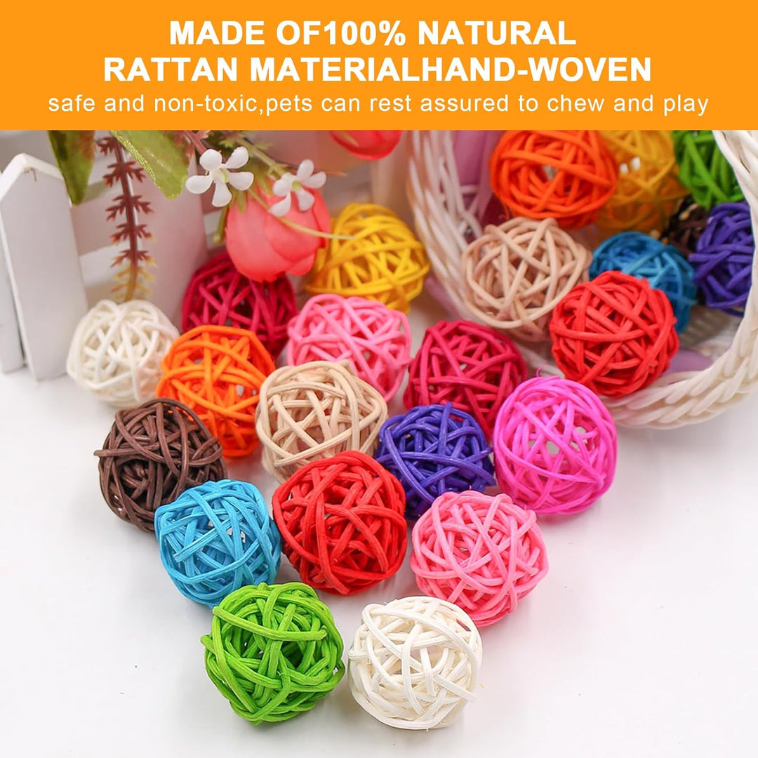 50 Stück Rattanbälle, 3cm Bunte Rattan Kugeln Haltbare Rattan-Kugeln Natürliches Material Sittich Ka