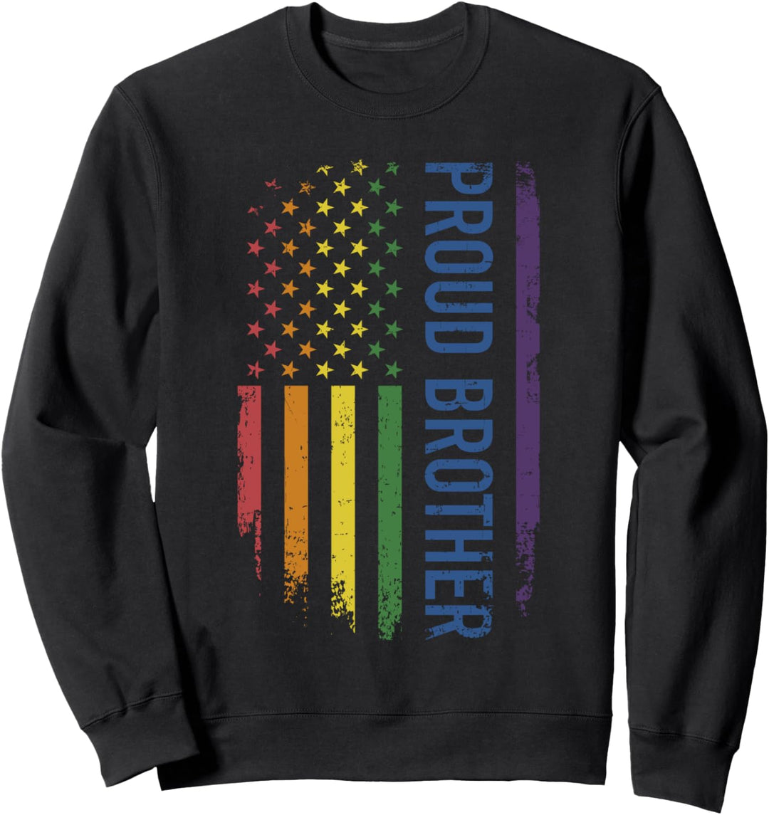Stolzer Bruder mit US-Regenbogen-Flagge für Gay pride Sweatshirt