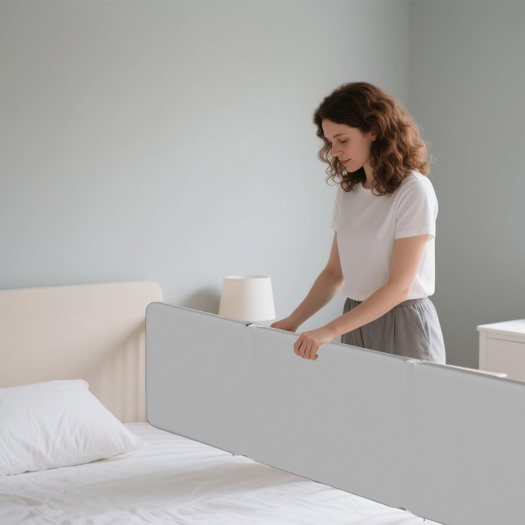 Rausfallschutz Bett 150cm, Tragbare Bettgitter Höhenverstellbar | Klappbares Bettgitter mit 2 Sicher