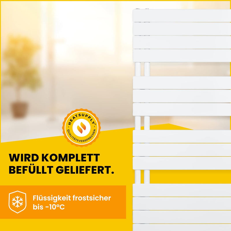 HEATSUPPLY® Design Handtuchheizkörper elektrisch weiss 1.510 x 600mm - Paneel Badheizkörper elektris