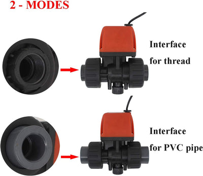 PVC - 2 wege motorkugelhahn pvc kugelventil ventil elektrisch DC 6V 12V 24V - zonenventil 2 wege 1/2