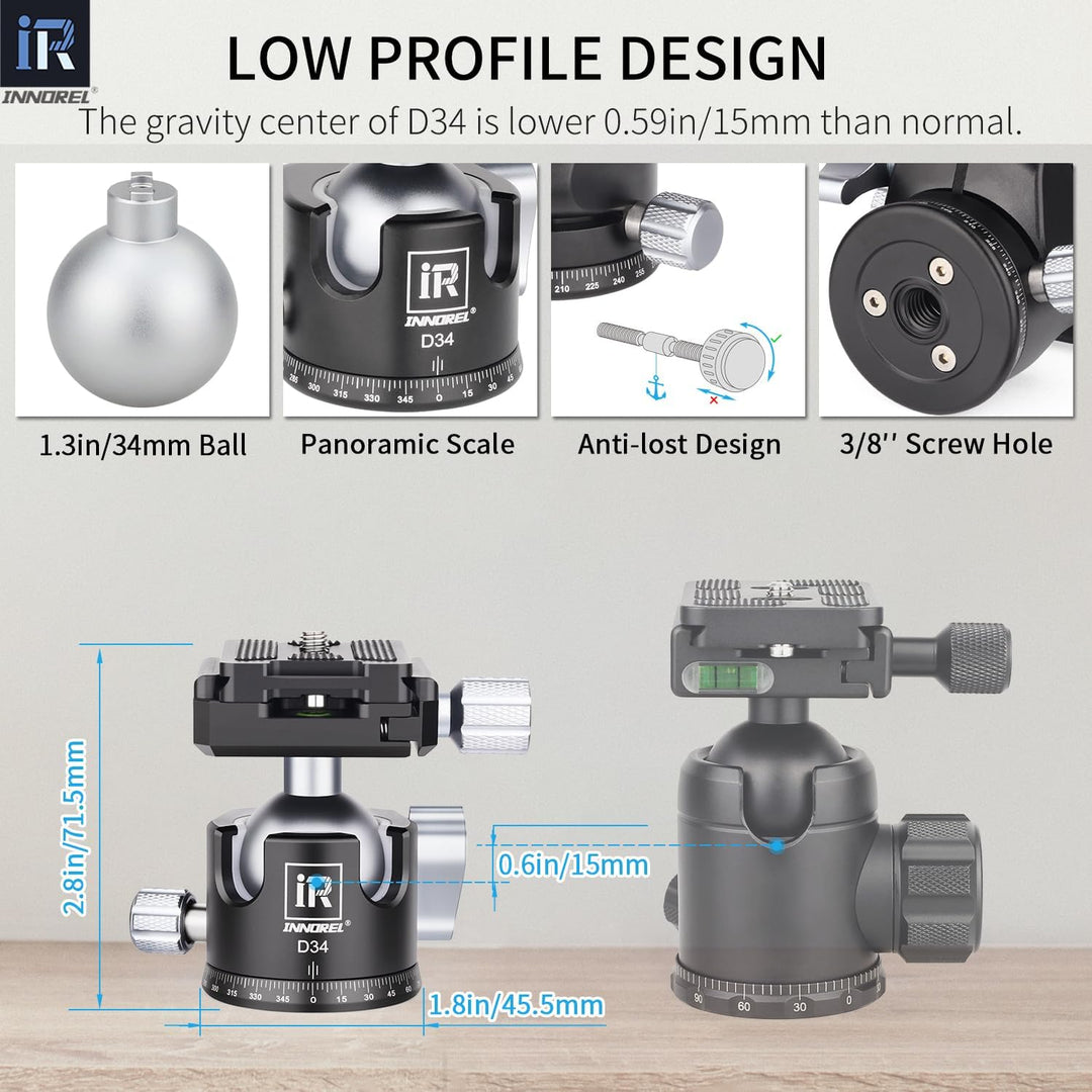 INNOREL P254C Kohlefaser-Stativ, 158,8 cm, kompaktes, leichtes Stativ und Einbeinstativ für DSLR-Kam
