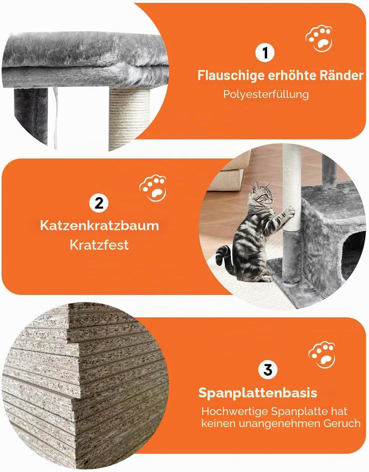SYANDLVY 68cm Katzenbaum für Indoor-Katzen, Moderne Condo mit Plüsch Perch | Aktivitätsturm mit Krat