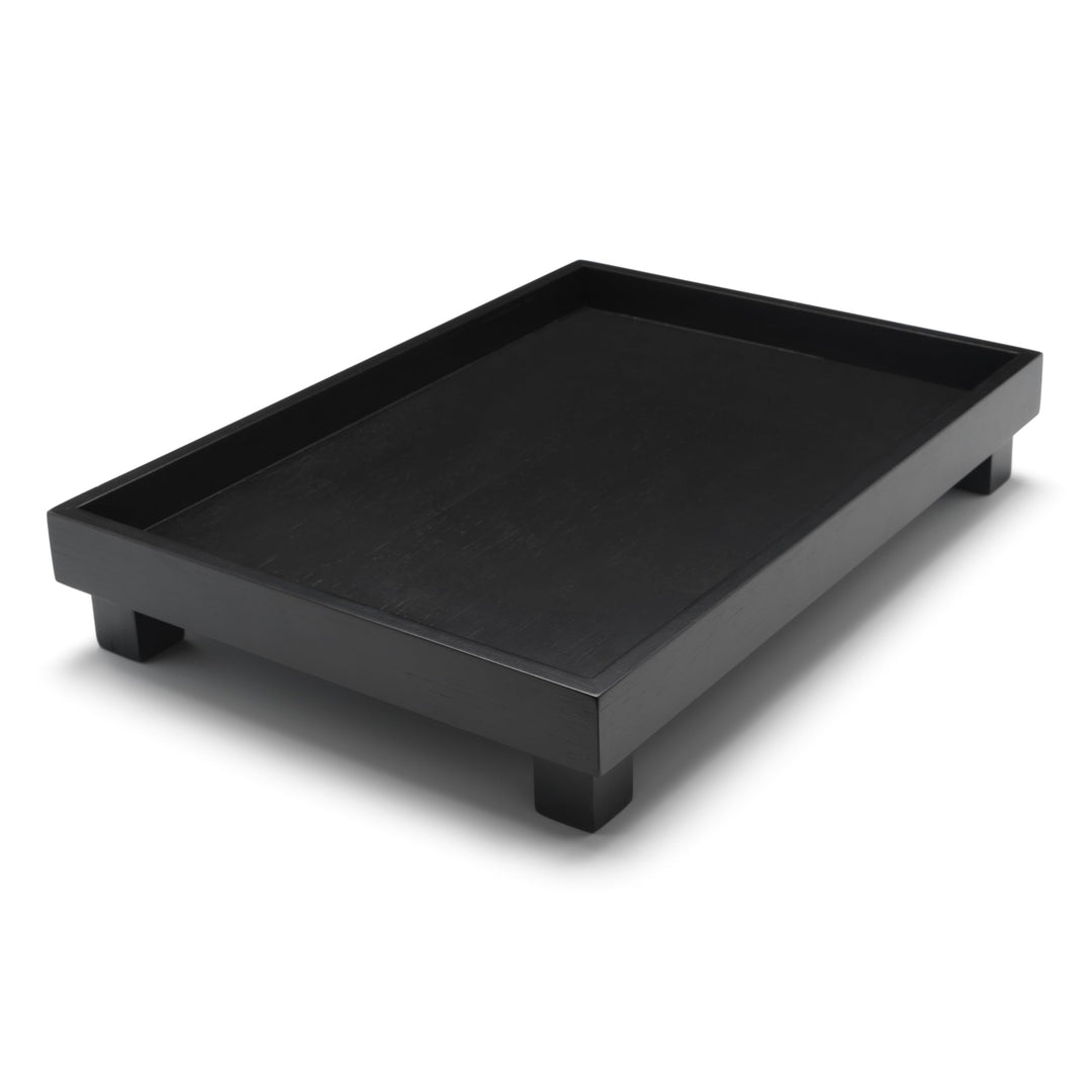Bredemeijer grosses schwarzes rechteckiges Holz Tablett 35 x 25 cm mit 4 Standfüssen - hoher Rand -