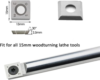 CDBP HM Vorschneid-Wendeplatten 15x15x2,5mm für Holz Drehmaschine und Holzbearbeitung Drehen Meissel