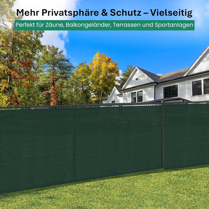 1x10m (150g/m²) Sichtschutznetz Schattiernetz Zaunblende Windschutznetz in Grün inkl. Befestigungen,