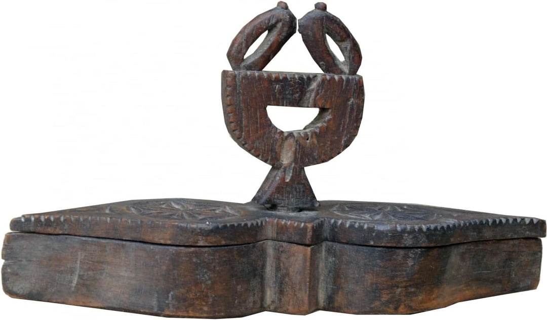 GURU SHOP Antike Holzaufbewahrung, Holzschatulle, Holzbox 30 cm, Braun, Mangoholz, Dosen, Boxen & Sc