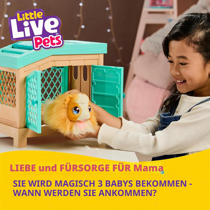 Little Live Pets – Mama Surprise | Interaktives Mama-Meerschweinchen mit Stall und 3 Überraschungsba