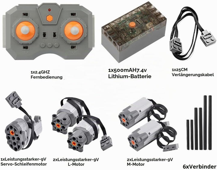 AKOGD Technik Power Functions, Technik motoren Set, Technik Batteriebox Set, 8 Teile Kompatibel mit