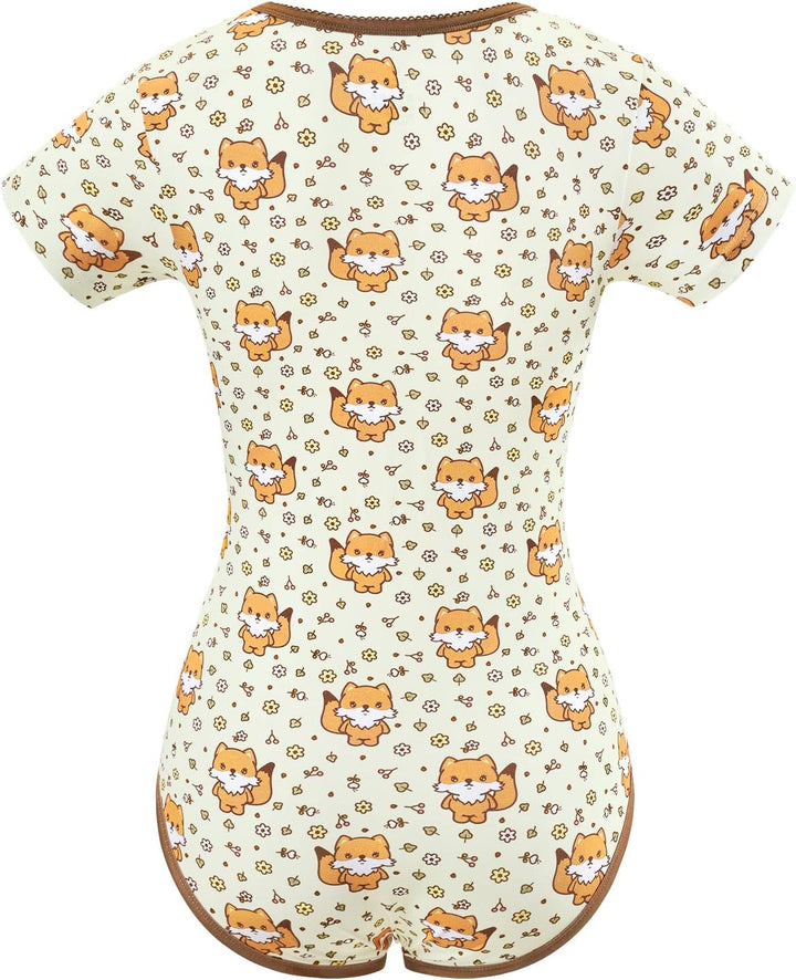 LittleForBig Baumwolle Strampler Onesie Pyjamas Bodysuit-Waldfuchs Strampler Braun XXL, Braun XXL