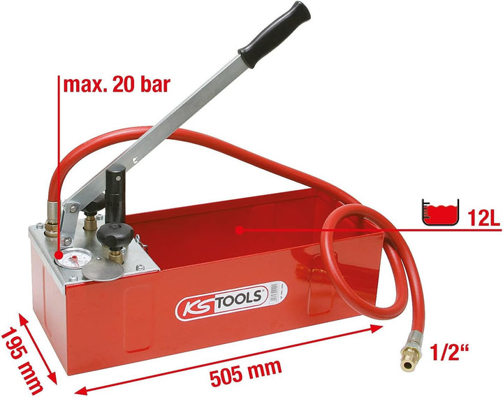 KS Tools 902.1004 Druck-Prüfpumpe, 12 Liter