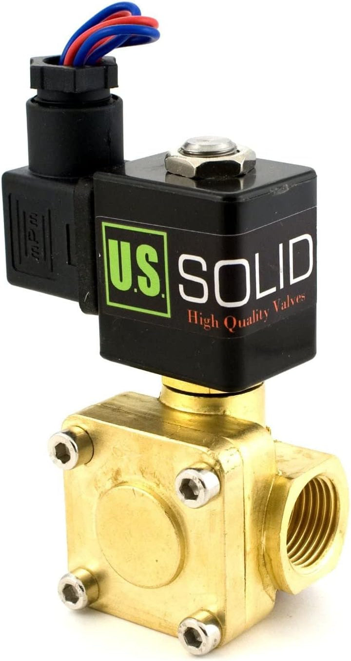 U.S. Solid 1/2" G 12 V DC Messing Magnetventil 0,1-16 Bar für Wasser Luft Gas Öl, NC, VITON, Vertika