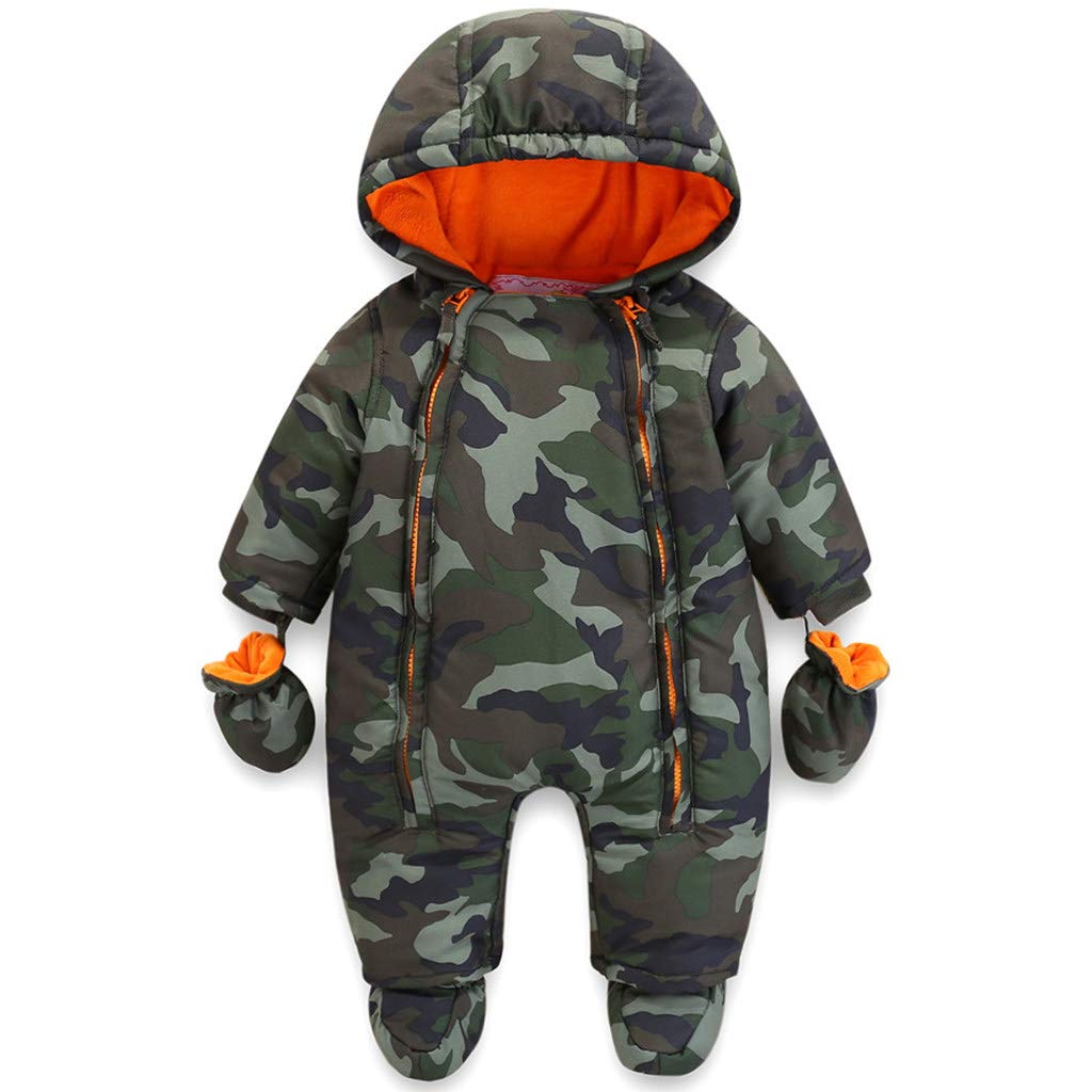 Baby Winter Overall Mit Kapuze Jungen Schneeanzüge mit Handschuhen und Füsslinge Warm Kleidungsset 1