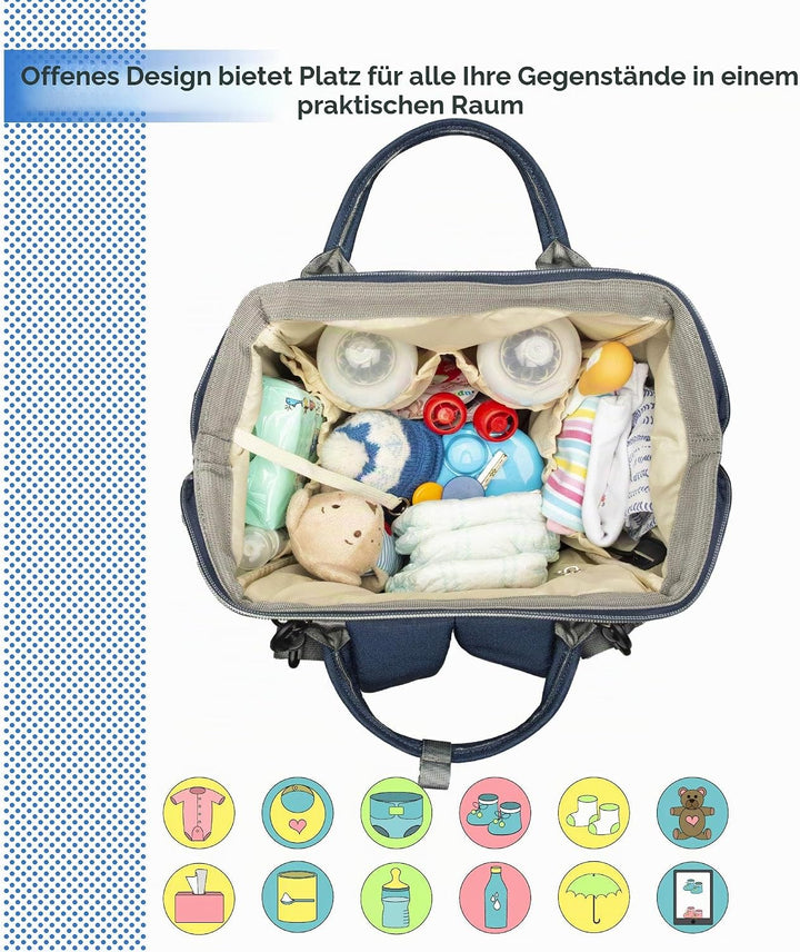 NEVEQ Baby Wickelrucksack, Babytasche für Reise, Wickeltasche Grosse Kapazität, Multifach Reise Ruck