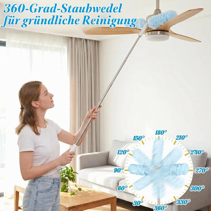 Blau Staubwedel Teleskop 2.1m, 360° Mikrofaser Staubwischer Set