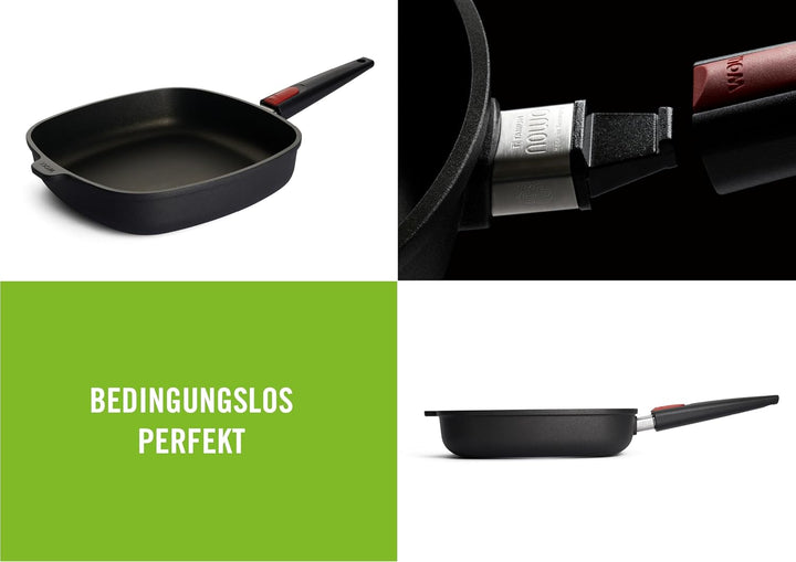 Woll Nowo Titanium Guss-Pfanne viereckig, 28x28 cm, 6.5 cm hoch, mit abnehmbarem Stiel-Geeignet für