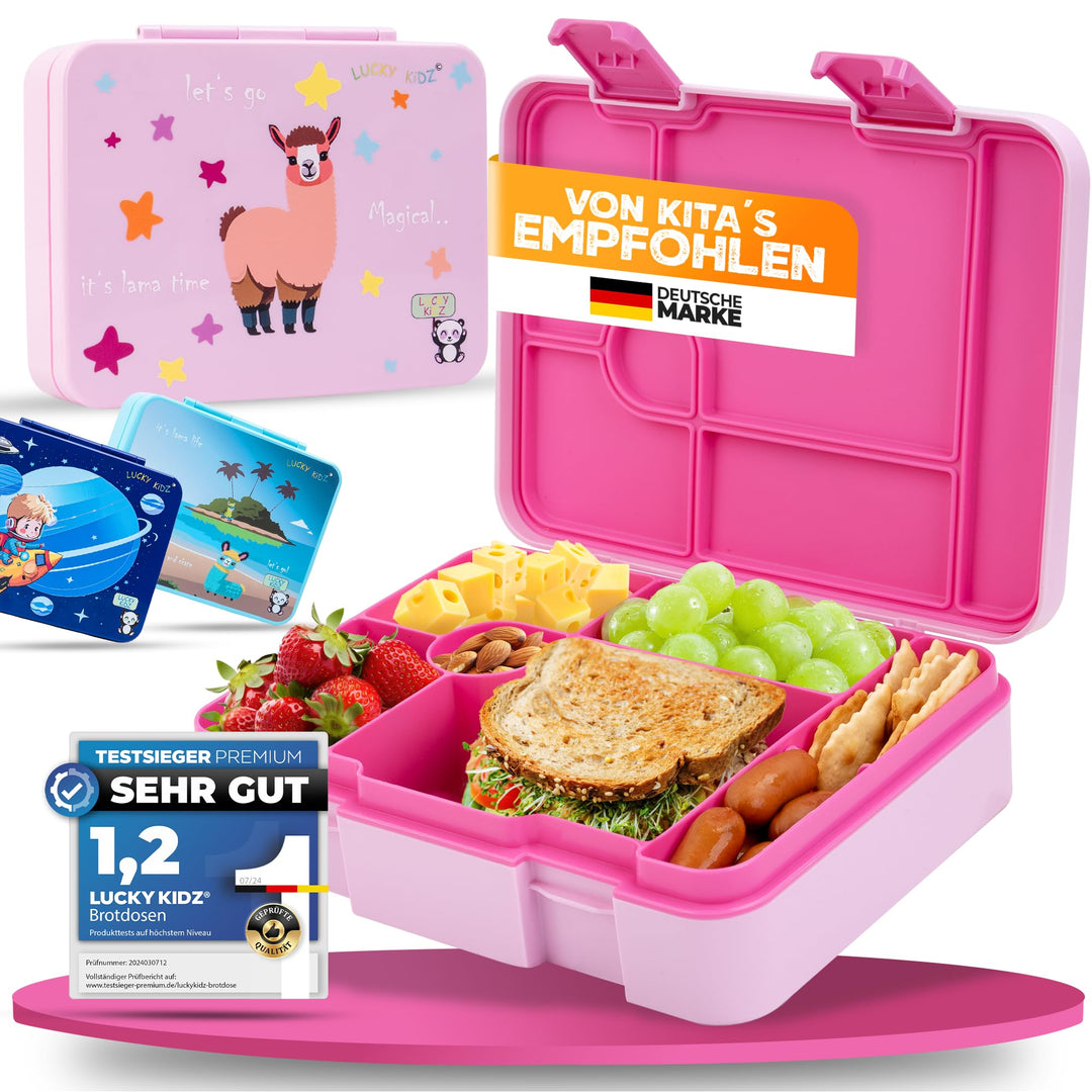LUCKY KIDZ© Brotdose Kinder mit Fächern - Bento Box Kinder Brotdose mit Fächern - Auslaufsicher & BP