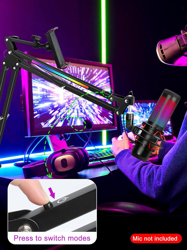 YOUSHARES RGB Mikrofonarm kompatibel mit Fifine AM8, HyperX QuadCast, Blue Yeti, Rode, Razer Seiren
