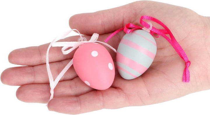 COM-FOUR® 36x Ostereier zum Aufhängen - Handbemalte Osterdeko mit tollen Mustern - Deko Ostereier in