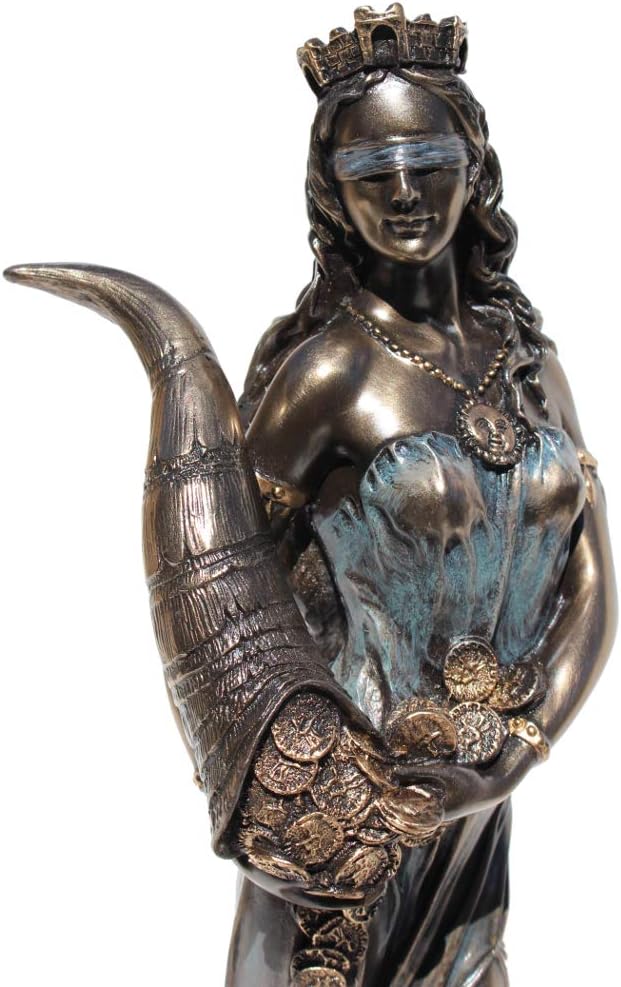 US 29,5 cm gebliebene griechische Göttin Fortuna Kaltgussbronze-Figur