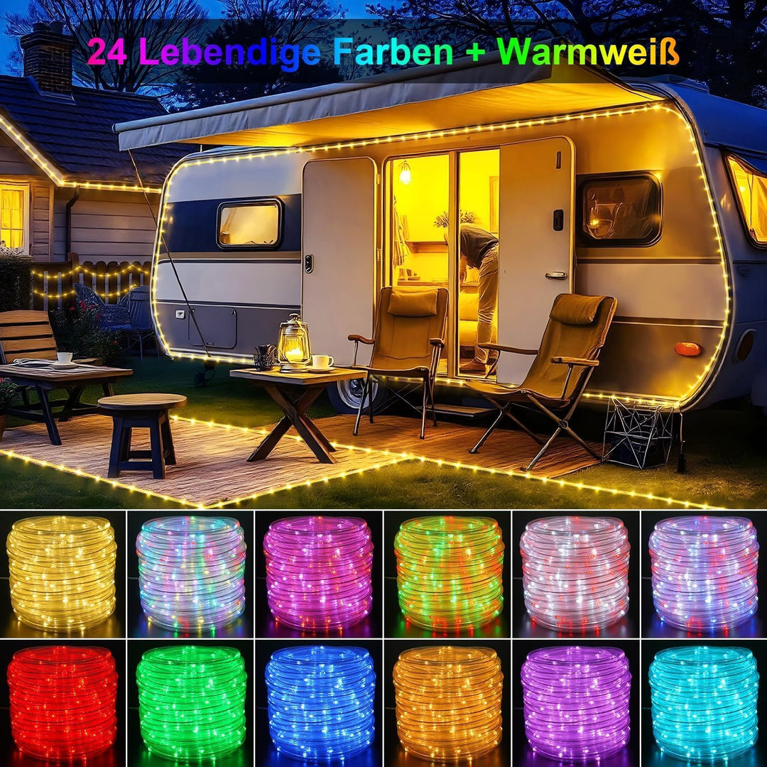 10M LED Schlauch Lichterkette Aussen, 100er LED Lichtschlauch Aussen IP68, 16 Farben Lichterkette In
